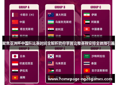 聚焦亚洲杯中国队比赛时间全解析助你掌握完整赛程安排全貌指引篇 聚焦亚洲杯中国队比赛时间全解析助你掌握完整赛程安排全貌指引篇